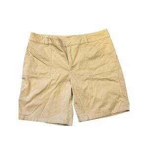 New York & Company Womens Chino Shorts Size 12 Beige Casual‎ Pockets Logo